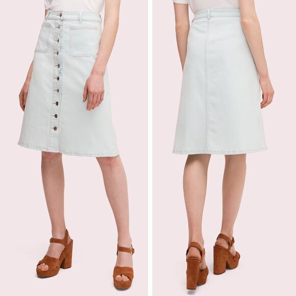 kate spade Dresses & Skirts - Kate Spade Blue Denim Button Front A-line Knee Length Skirt - 37136